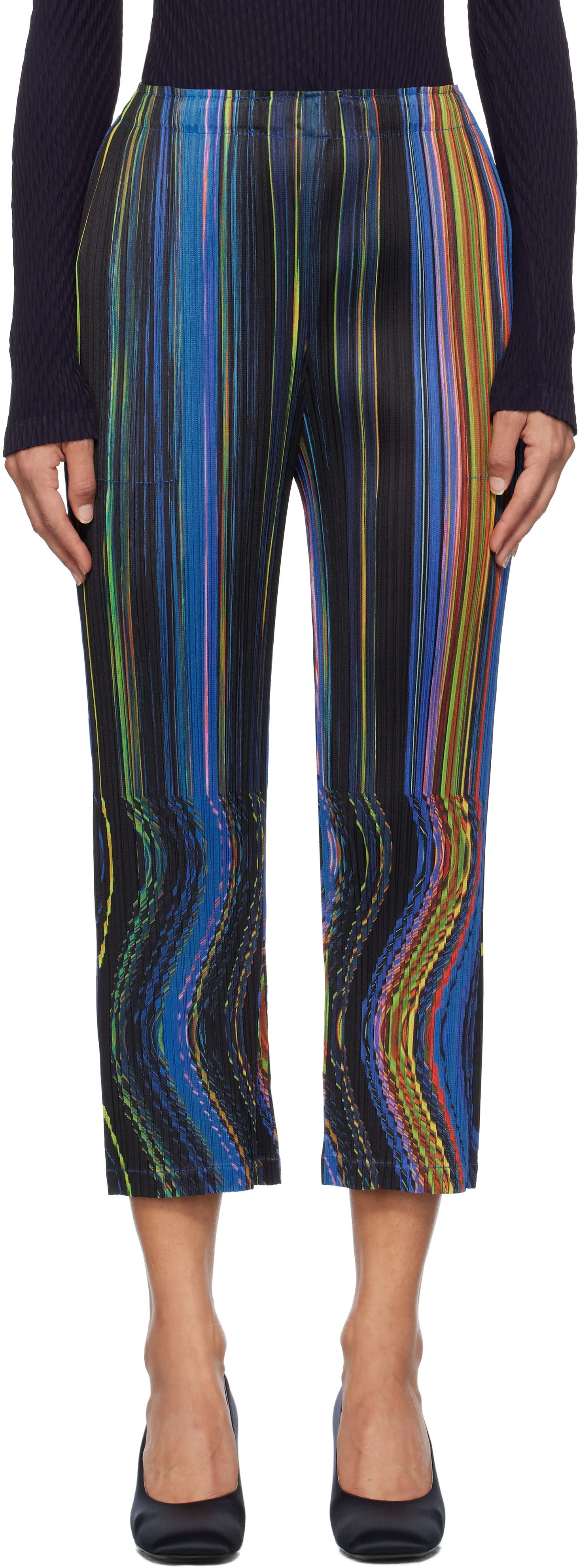 Pleats Please Issey Miyake Warp Cropped Pleated Trousers