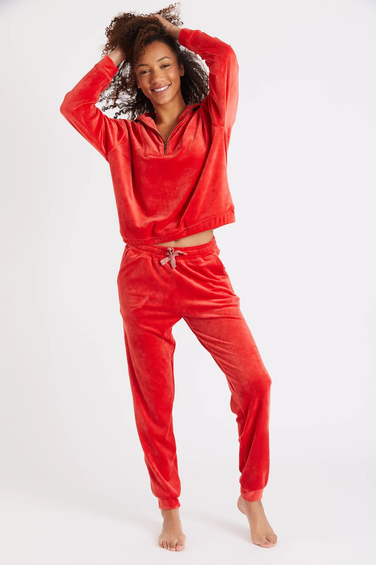 Quick Sealake red velour pants