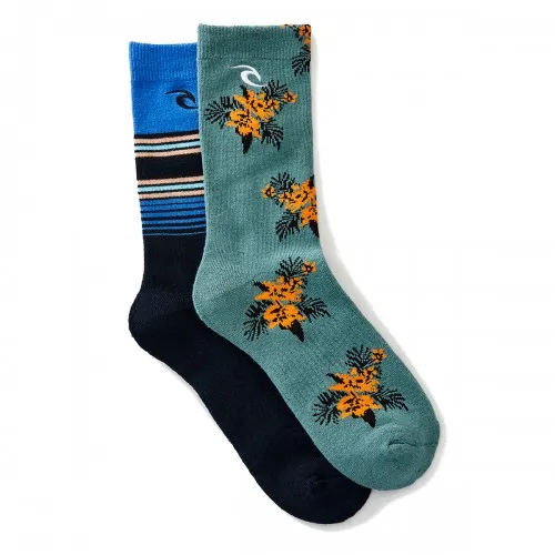 Rip Curl Art Crew Sock 2-Pk Blue