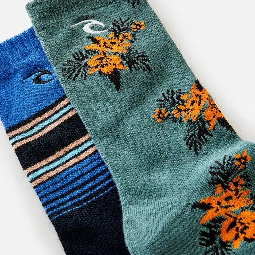 Rip Curl Art Crew Sock 2-Pk Blue