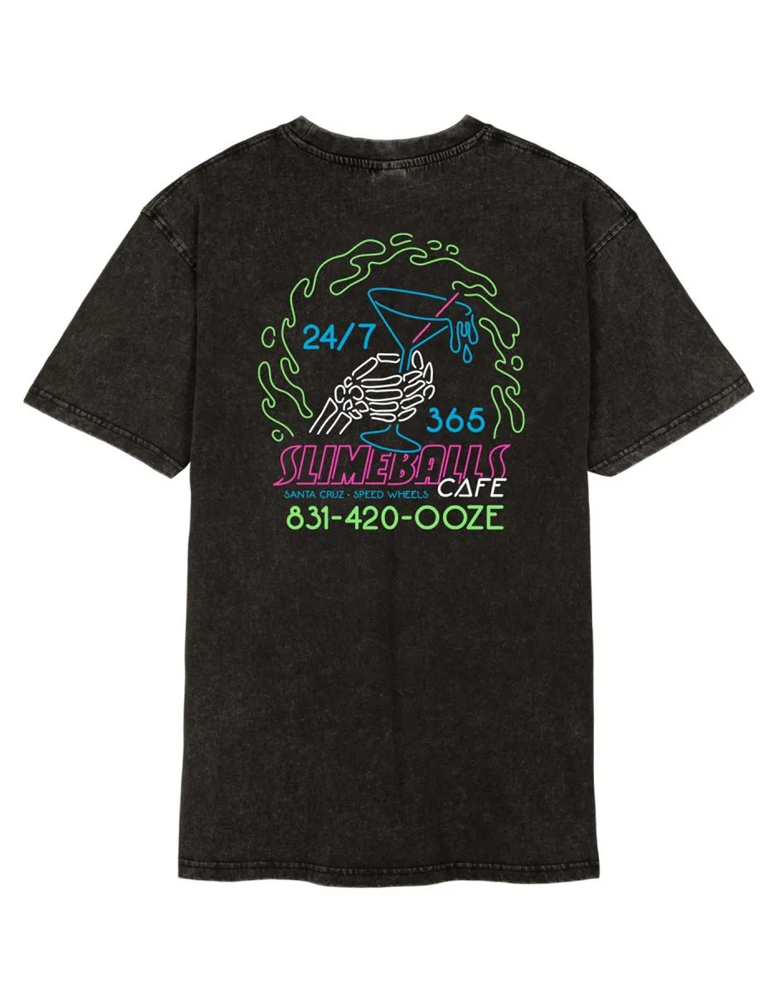 SANTA CRUZ All-Nighter - Black Acid Wash - Camiseta