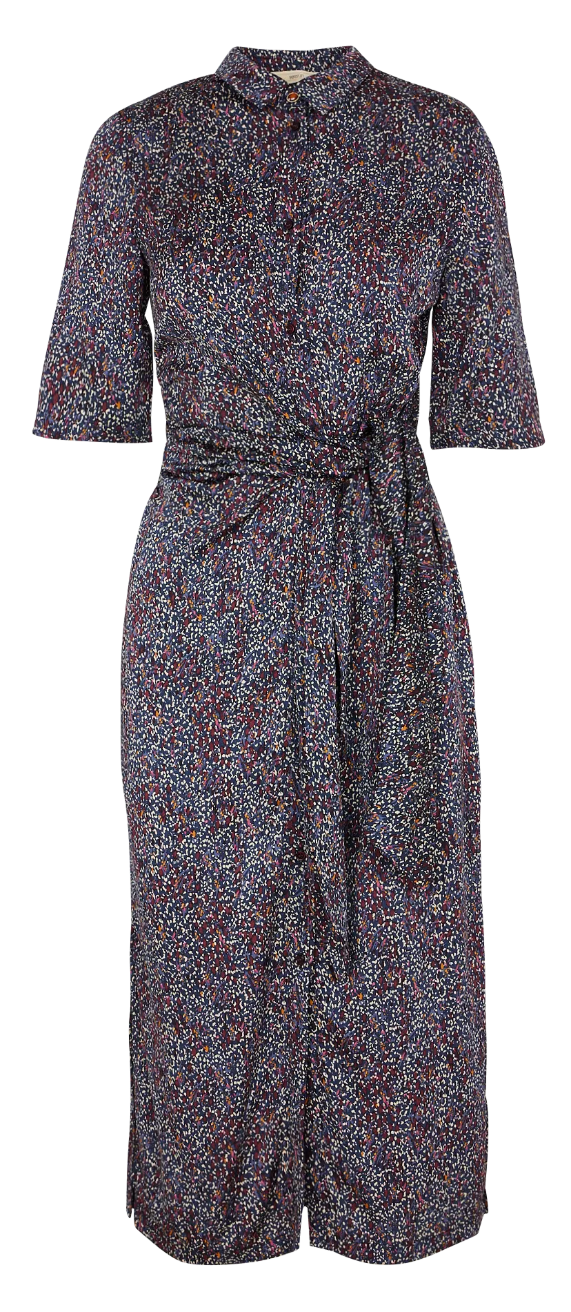 SESSUN CHRISTI - Vestido camisero estampado cuello clásico en azul