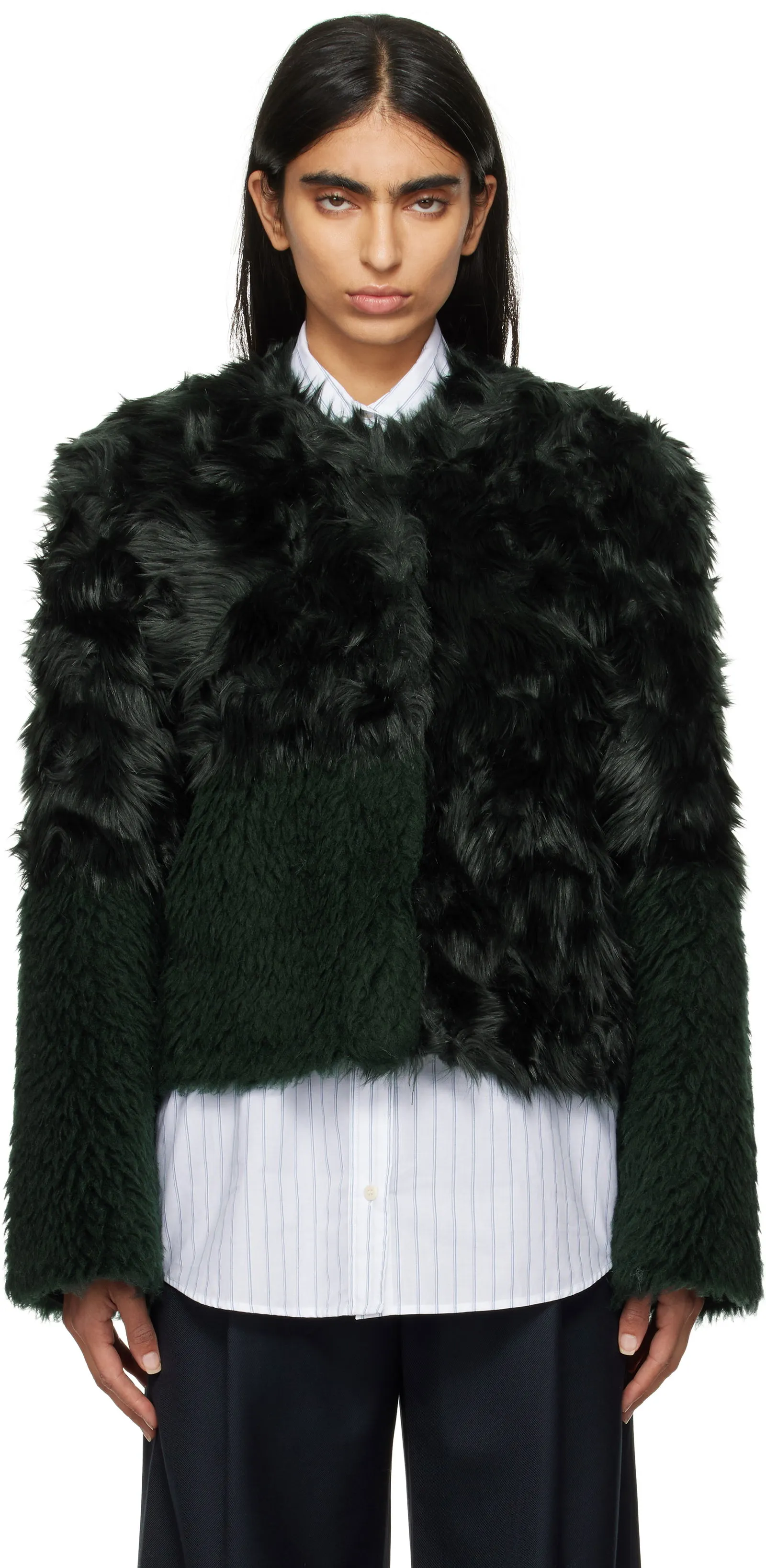 STAND STUDIO Faux-Fur Cropped Jacket