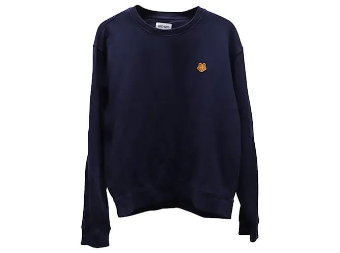 Sudadera con cuello redondo bordado Kenzo upperr en algodón azul marino 