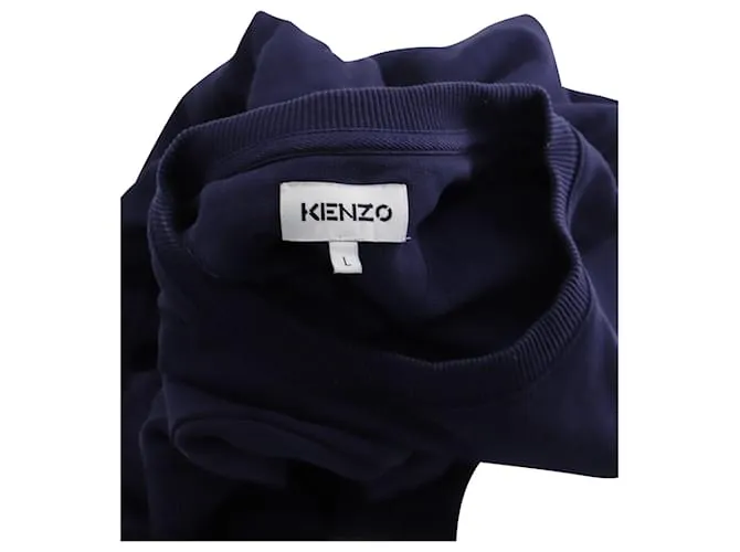 Sudadera con cuello redondo bordado Kenzo upperr en algodón azul marino 