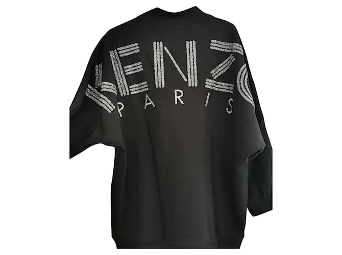 Sudadera negra con logo KENZO bordado Negro Plata Dorado 