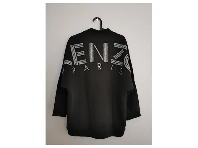 Sudadera negra con logo KENZO bordado Negro Plata Dorado 