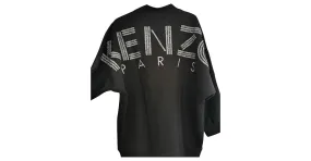 Sudadera negra con logo KENZO bordado Negro Plata Dorado 