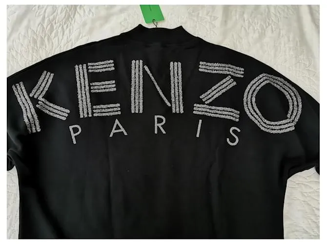 Sudadera negra con logo KENZO bordado Negro Plata Dorado 