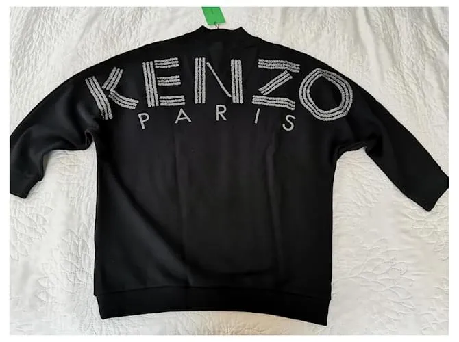 Sudadera negra con logo KENZO bordado Negro Plata Dorado 