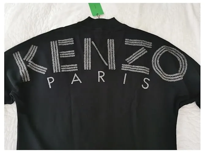 Sudadera negra con logo KENZO bordado Negro Plata Dorado 