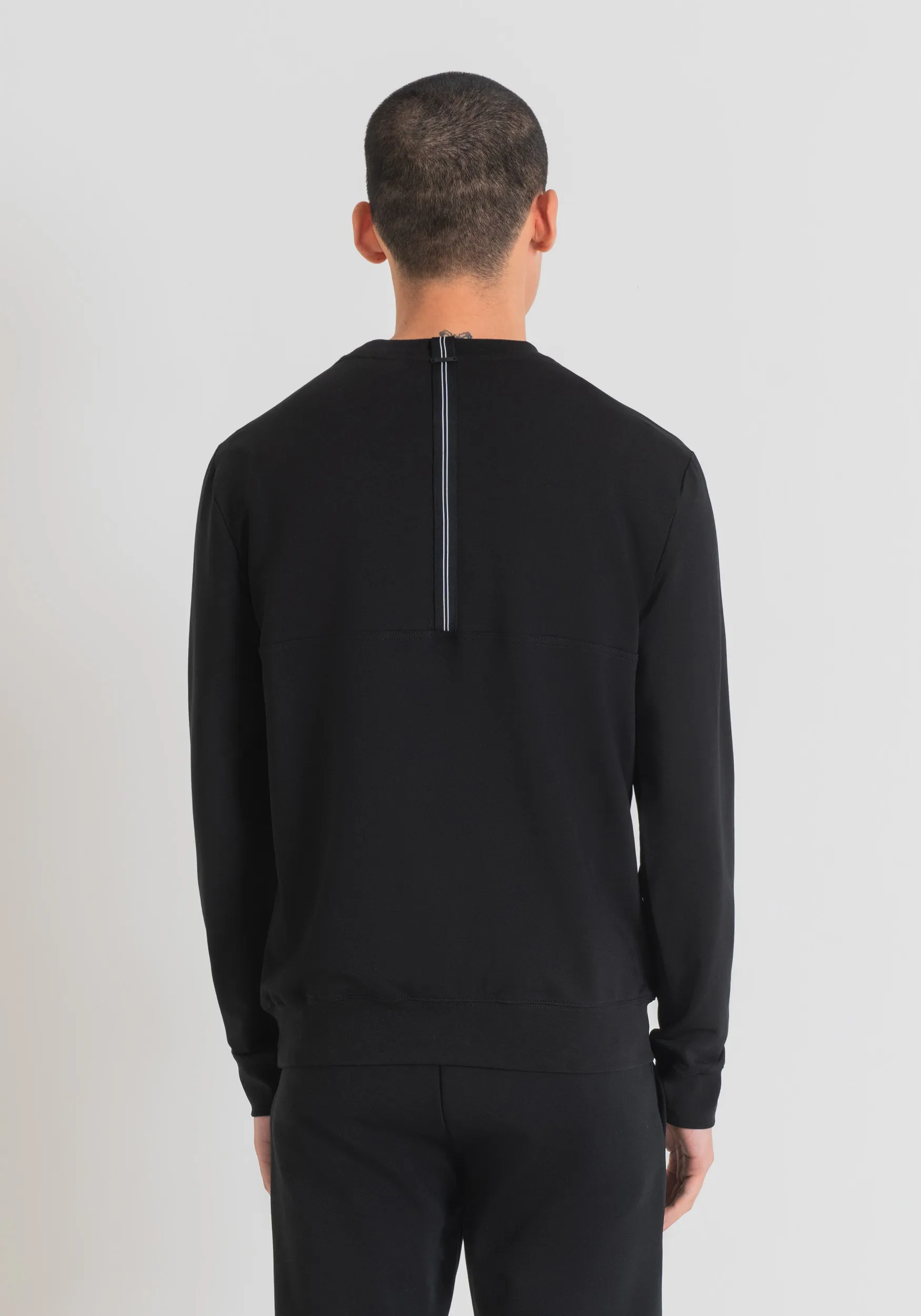 SUDADERA SLIM FIT DE ALGODÓN ELÁSTICO CON ESTAMPADO CON LOGOTIPO