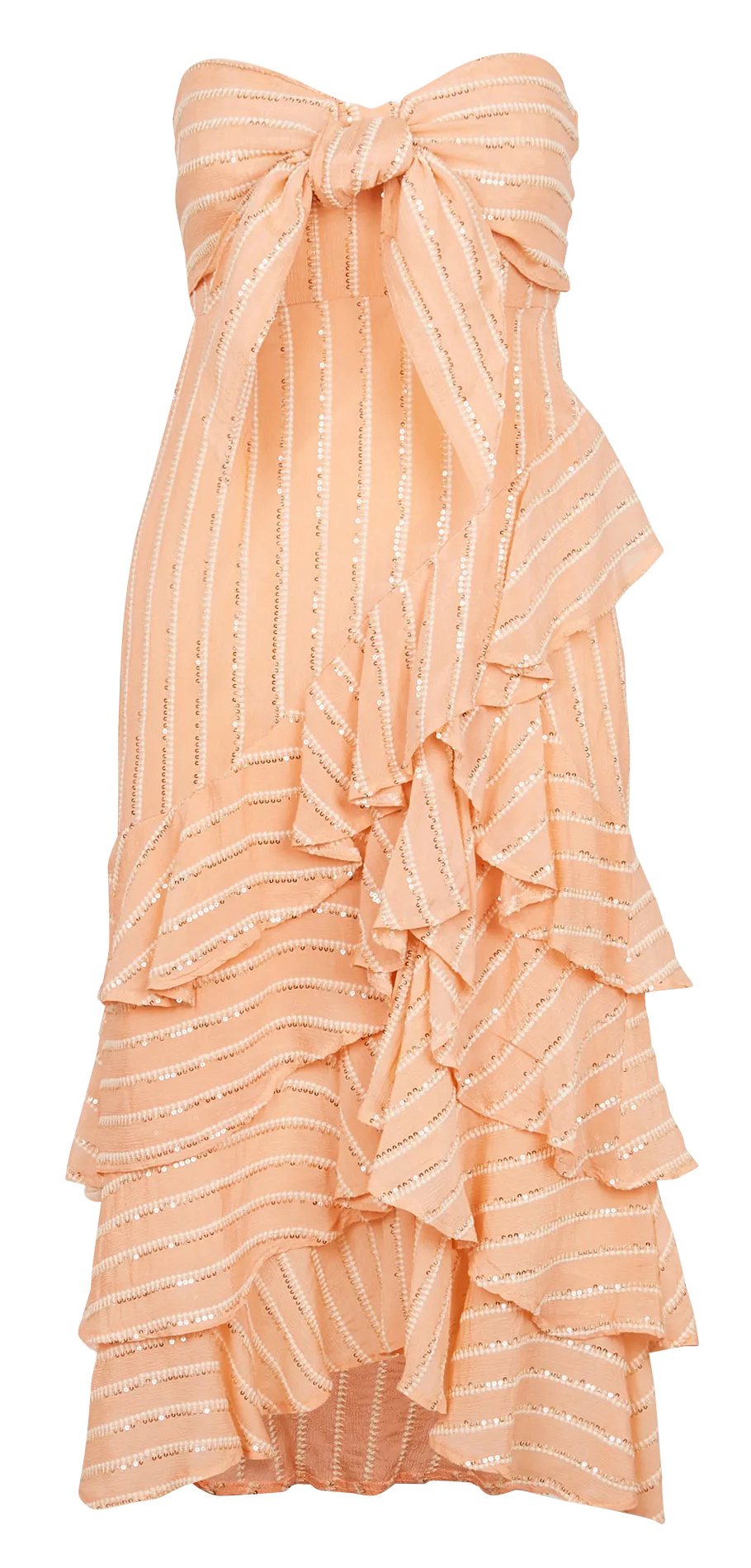 SUNDRESS ILANILA - Vestido bustier con volantes y lentejuelas en naranja