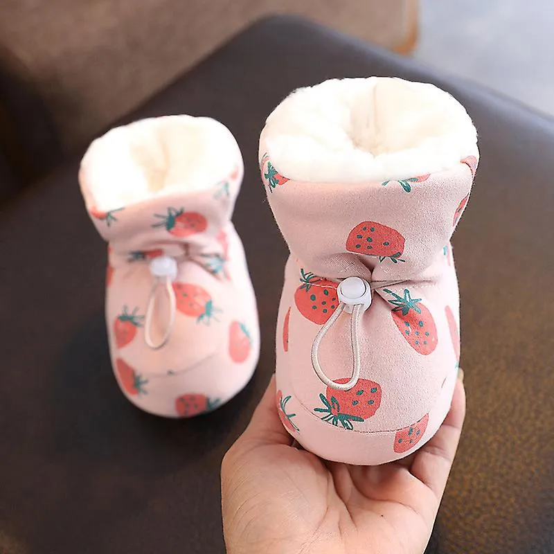 Warm Fur Baby Boots,Baby Boy Girl Boots Newborn Shoes Winter Snow Drawstring Anti-Slip Soft Sole Warm Booties Pink, insole lengt