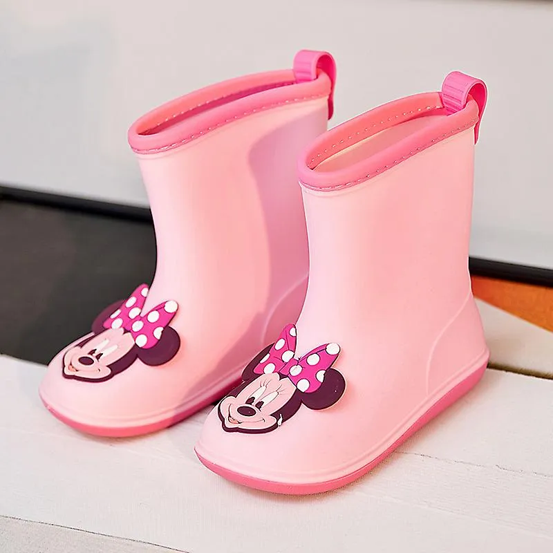 Waterproof Rain Boots Pvc Skid Resistance Cute Pattern Lightweight Rain Shoes For Children Kids Pink 15cm/5.90in