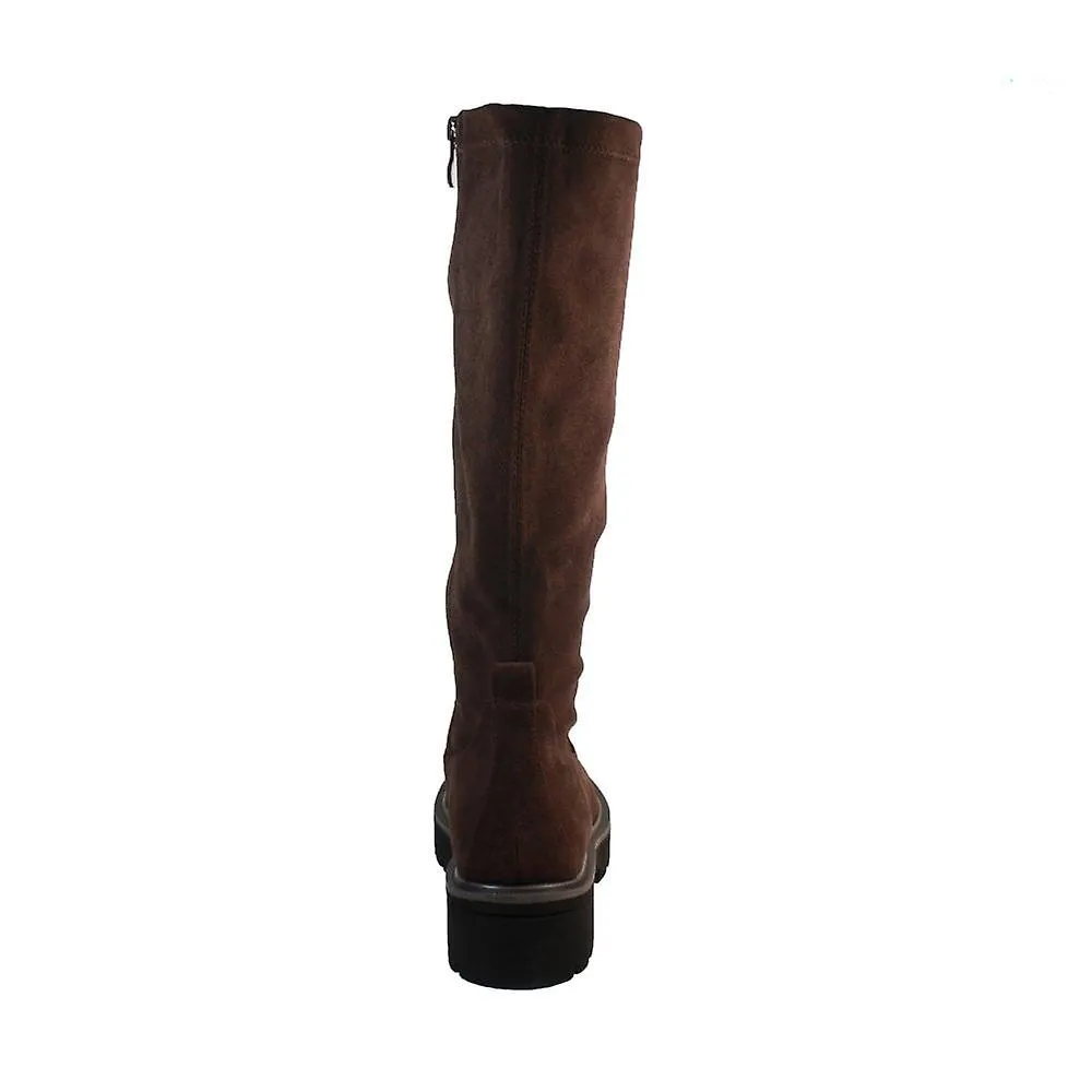 Women's Caprice 25607 41 302 | Dark Brown Stretch Textile | Womens Knee High Boots