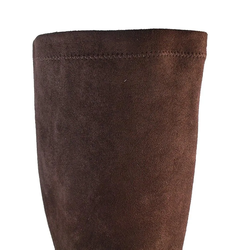 Women's Caprice 25607 41 302 | Dark Brown Stretch Textile | Womens Knee High Boots