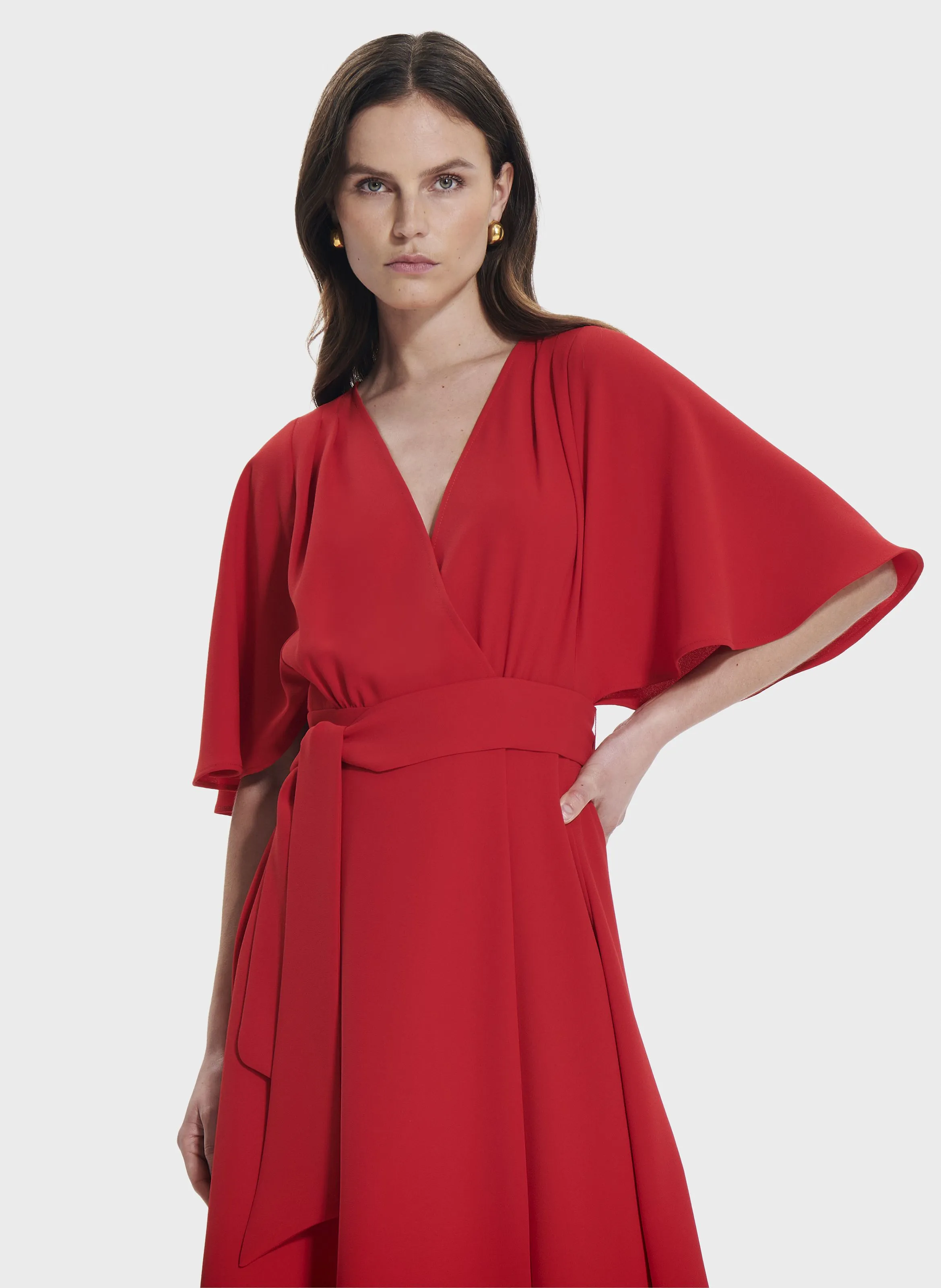 ZAPA RUSSEL - Vestido cruzado acampanado en rojo