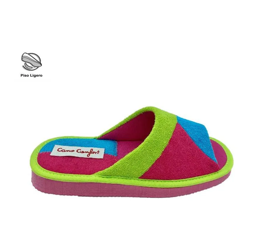 ZAPATILLA CANO CONFORT 32-13 MUY CÓMODA Y FRESCA PANTUFLA RIZO MULTICOLOR PISO EVA LIGERO 25430