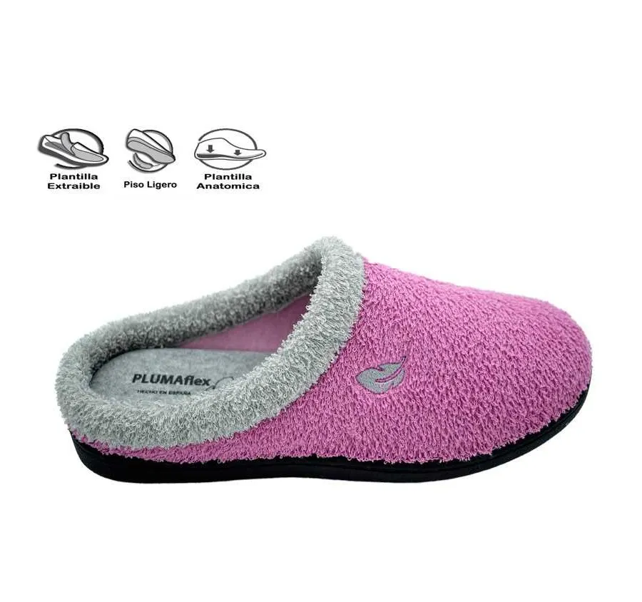 ZAPATILLA CASA ROAL 12304 CÓMODA PANTUFLA RIZO ROSA PLANTILLA PLUMAFLEX 26116