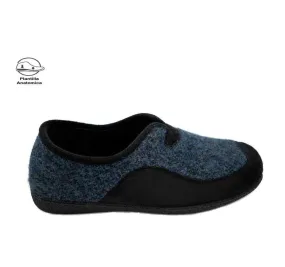 ZAPATILLA GARZÓN LANA JASPEADA MARINO PLANTILLA MEMORY FOAM PANTUFLA