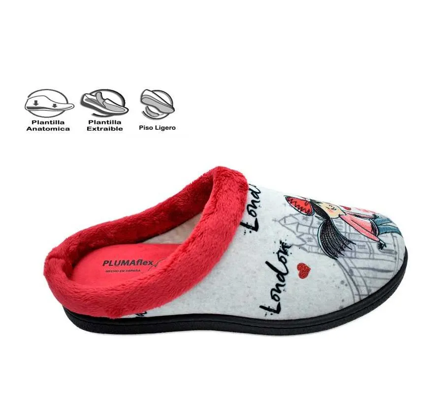 ZAPATILLA ROAL R12213 PLANTILLA PLUMAFLEX PANTUFLA ROJA LONDRES ZUECO CHINELA DESCALZA 26409