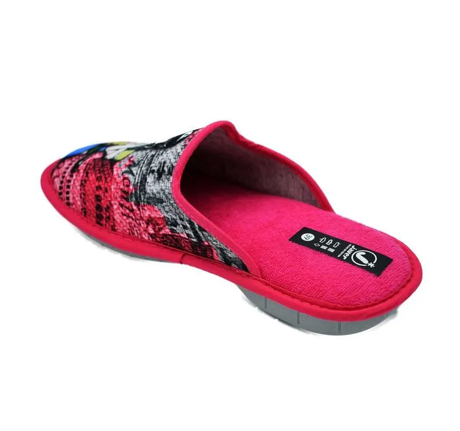 ZAPATILLA SUELA ANTIDESLIZANTE BIO RELAX PANTUFLA CÓMODA  LONA FUXIA