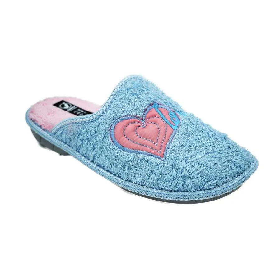 ZAPATILLA SUELA ANTIDESLIZANTE BIO RELAX PANTUFLA CÓMODA RIZO CELESTE