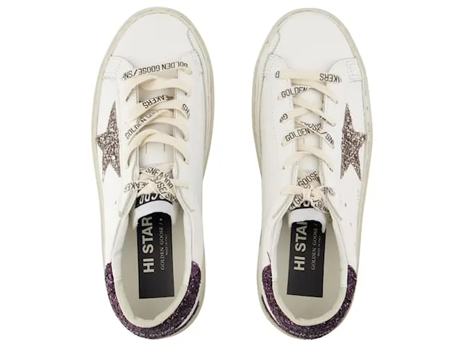 Zapatillas Hi Star - Golden Goose Deluxe Brand - Cuero - Blanco 